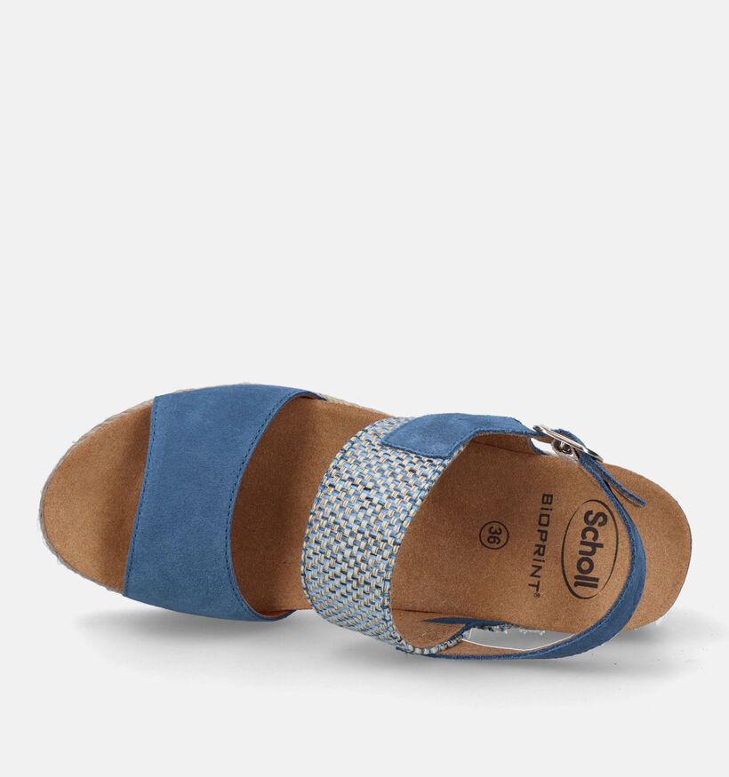 Scholl Elena Sandalel avec talon compensé en Bleu pour femmes (336731)