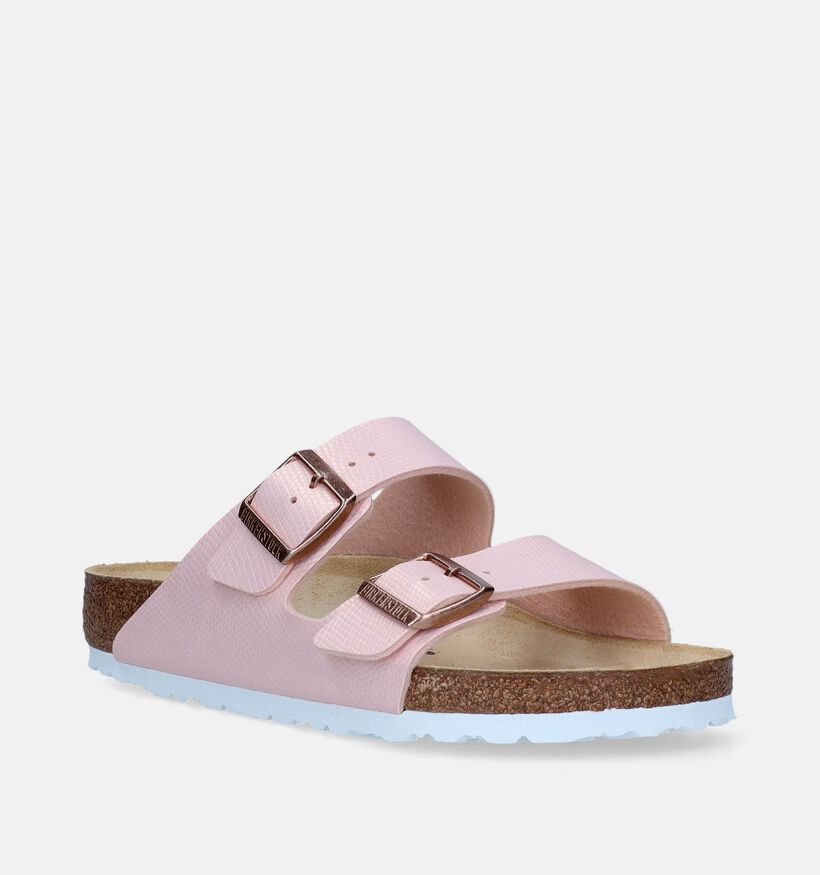 Birkenstock Arizona Birko Flor Embossed Roze Slippers voor dames (338030)