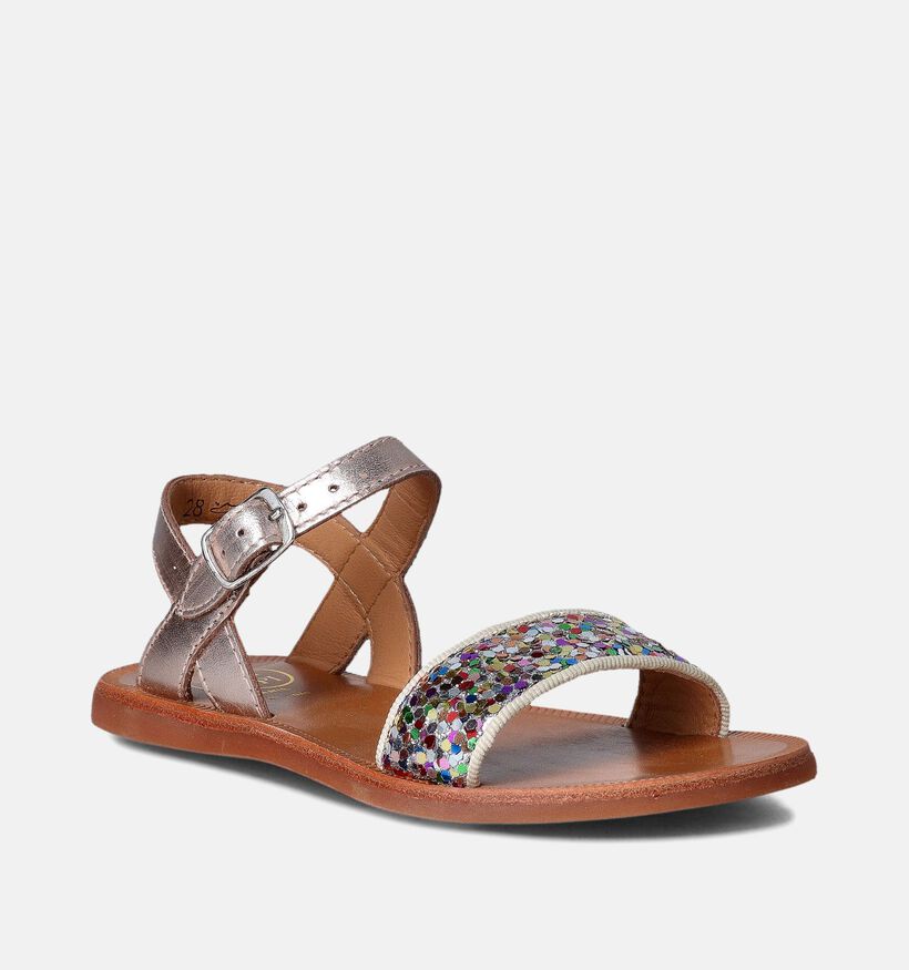 Pom d'Api Plagette Buckle Tao Sandales en Or rose pour filles (354604)