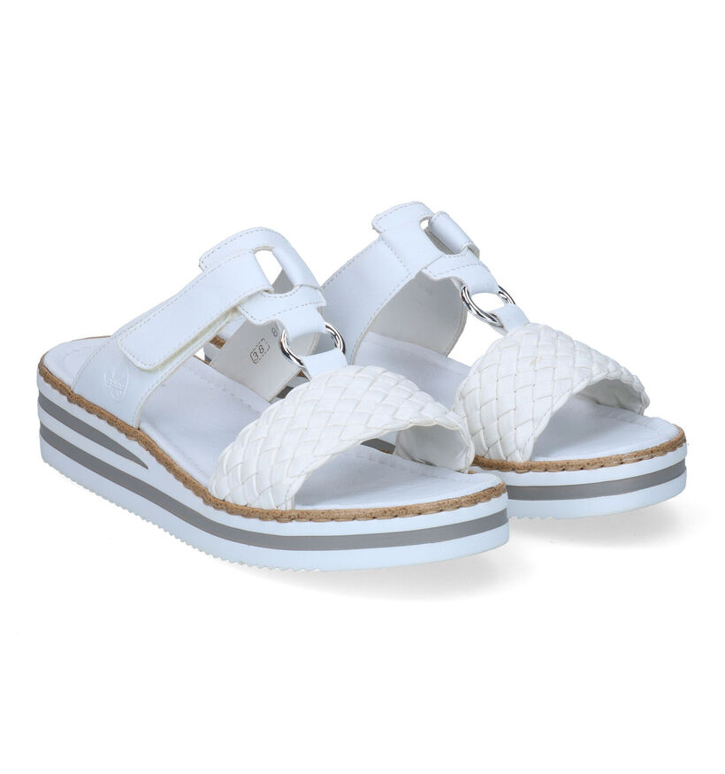 Rieker Nu-pieds compensées en Blanc en simili cuir (306794)