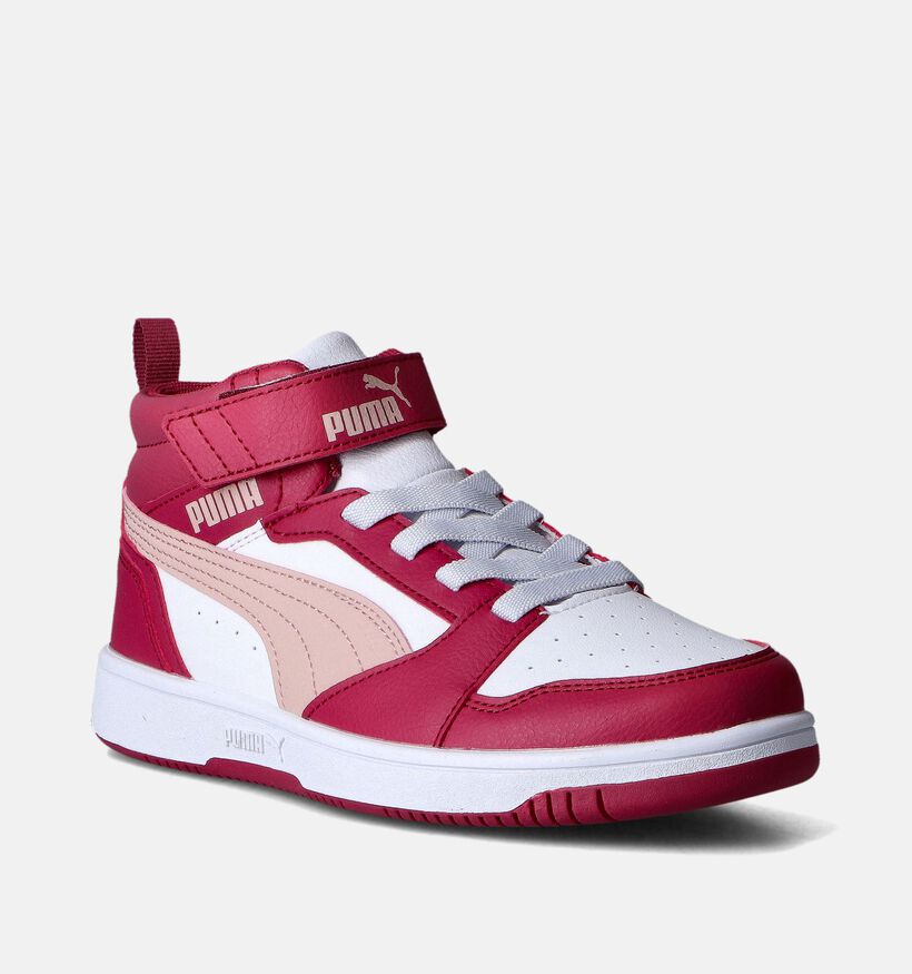 Puma Rebound v6 mid Baskets en Rouge pour filles (350370) - pour semelles orthopédiques