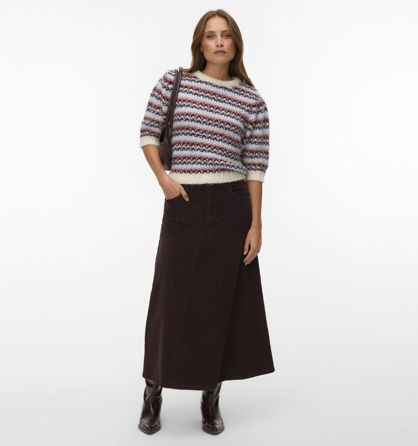 Vero Moda Cella Pull en Rouge/Multi pour femmes (377558)