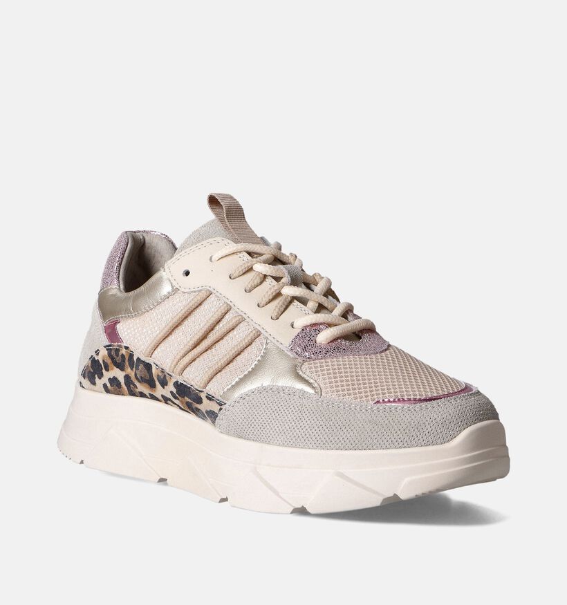 Tango Kady Fat Leopard Beige Sneakers voor dames (362959) - geschikt voor steunzolen