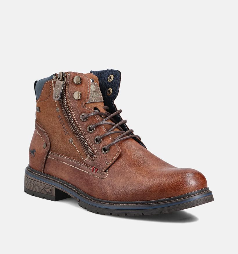 Mustang Cognac Boots met Veters en Rits voor heren (378979)