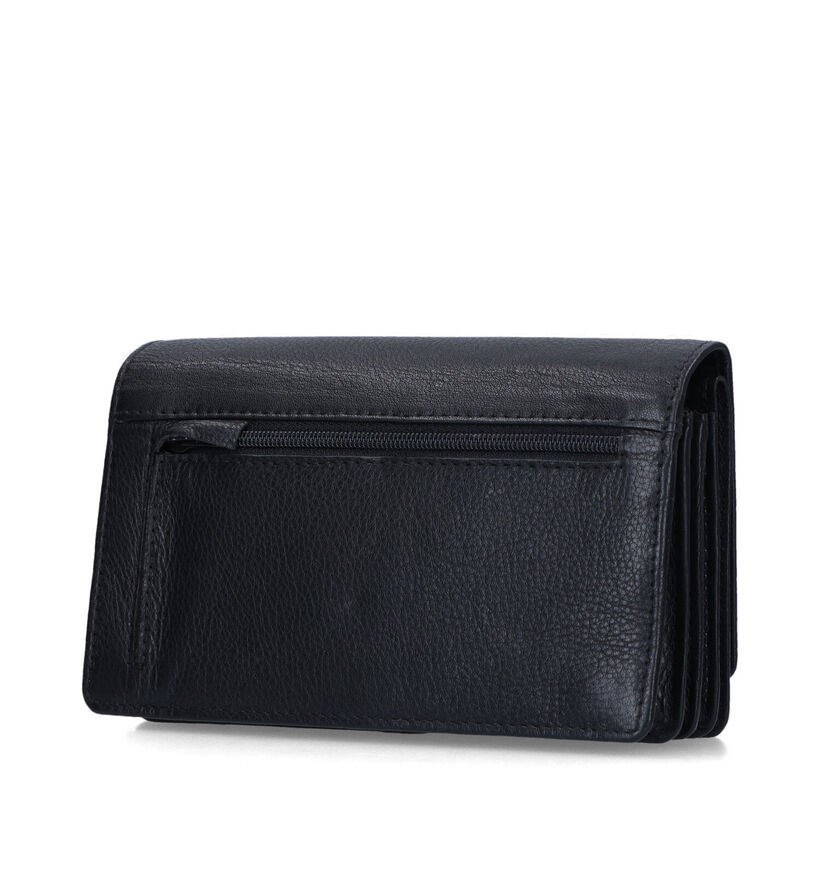 Euro-Leather Porte-monnaies zippé en Noir pour femmes (365193)