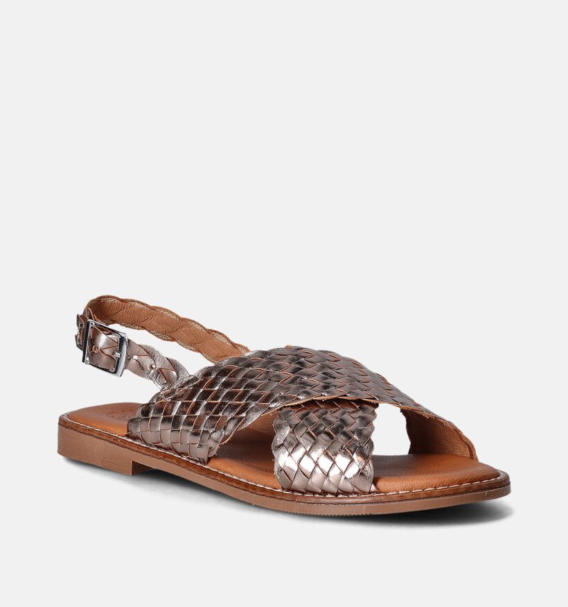 Oh My Sandals Gouden Gevlochten sandalen voor dames (356201)