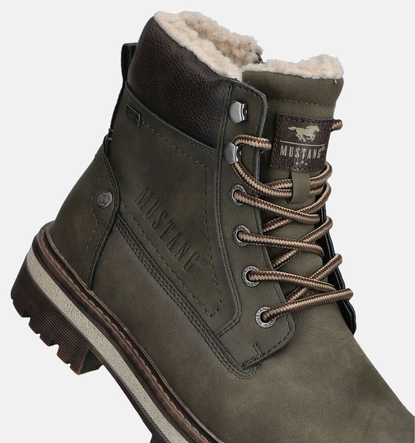 Mustang Boots à lacets en Vert kaki Mustang Boots à lacets en Vert kaki pour hommes (364216)