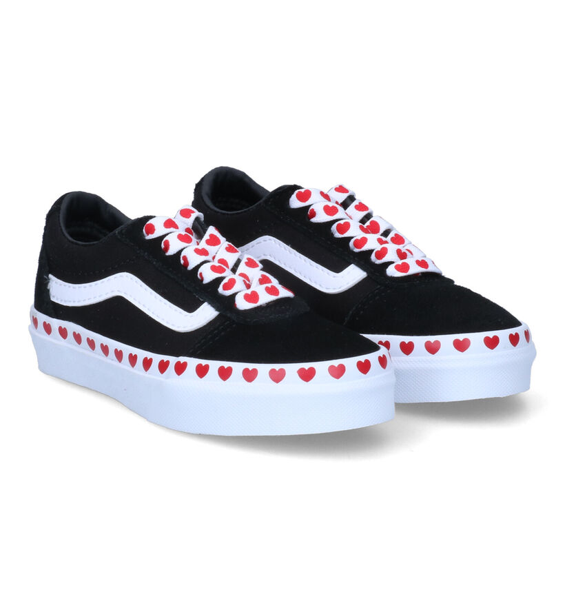 Vans Ward Heart Foxing Baskets en Noir pour filles (303053)