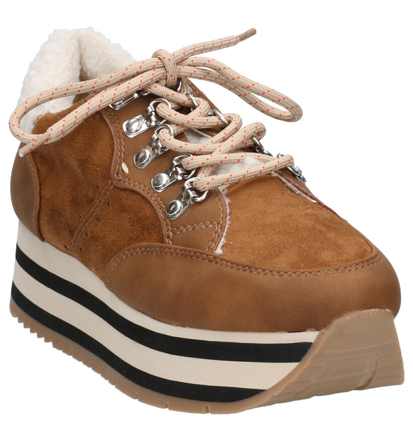 Youh! Cognac Veterschoenen in stof (255760)