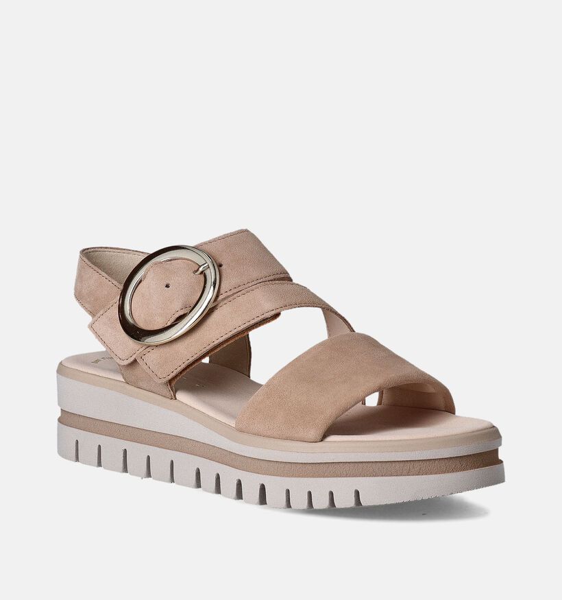 Gabor Best Fitting Beige Sandalen met sleehak voor dames (355031)