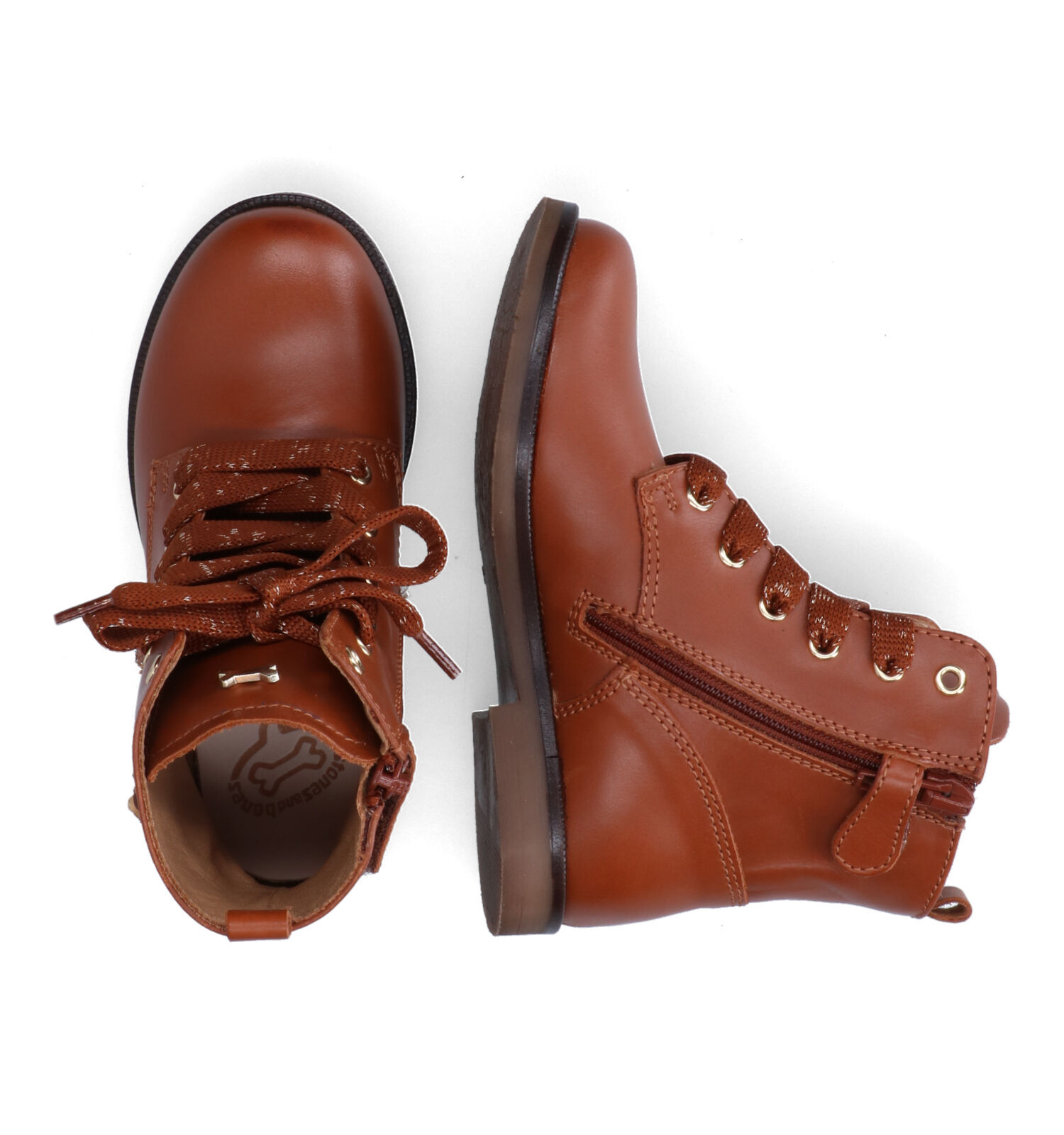 STONES and BONES Fabat Cognac Veterboots Meisjes Boots Online op TORFS.BE