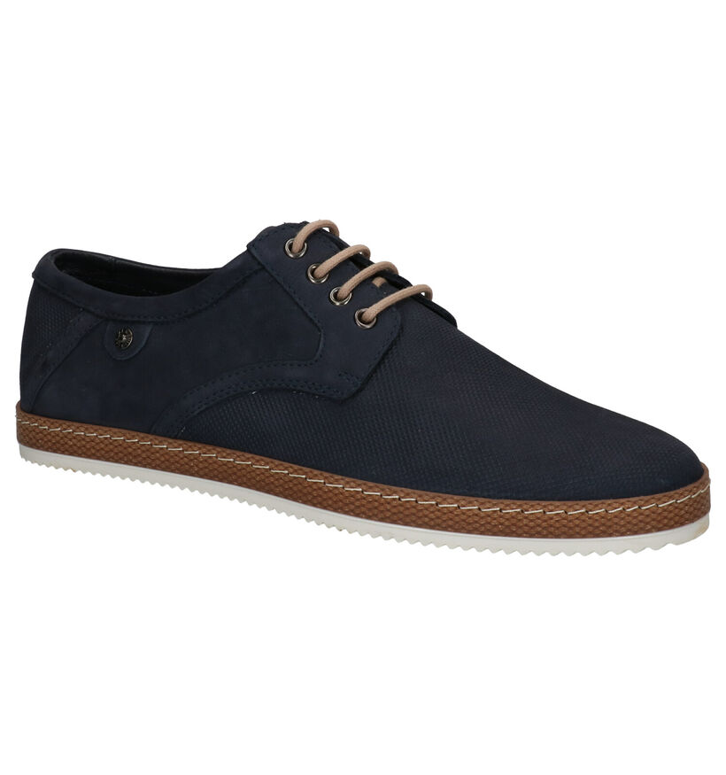 Borgo Sport Blauwe Veterschoenen in leer (265948)