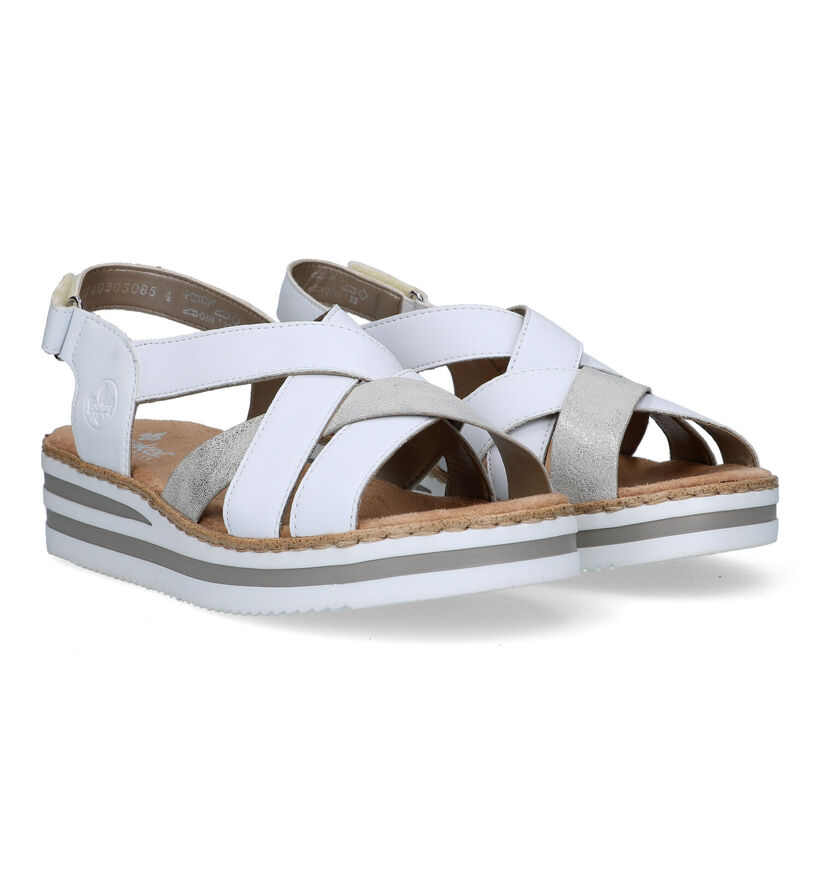 Rieker Sandales compensées en Blanc pour femmes (339056)