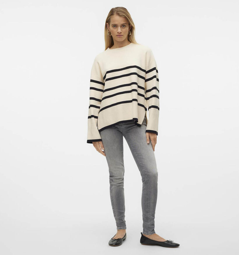 Vero Moda Saba Stripe Pull en Noir/Beige pour femmes (361194)
