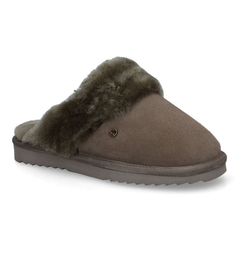 Warmbat Flurry Cognac Wollen Pantoffels voor dames (329908)