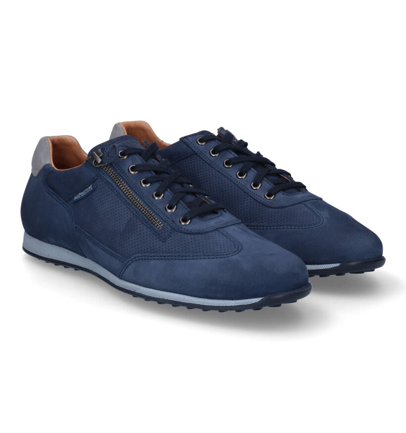 Mephisto Leon Nomad Blauwe Veterschoenen voor heren (355169) - geschikt voor steunzolen
