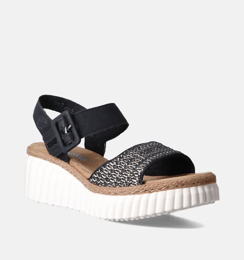 Rieker Zwarte Sandalen met Sleehak voor dames (354991)