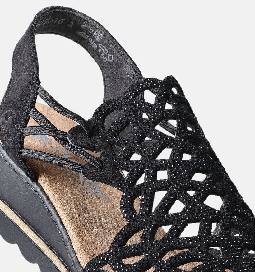 Rieker Zwarte Sandalen met Sleehak voor dames (354957)