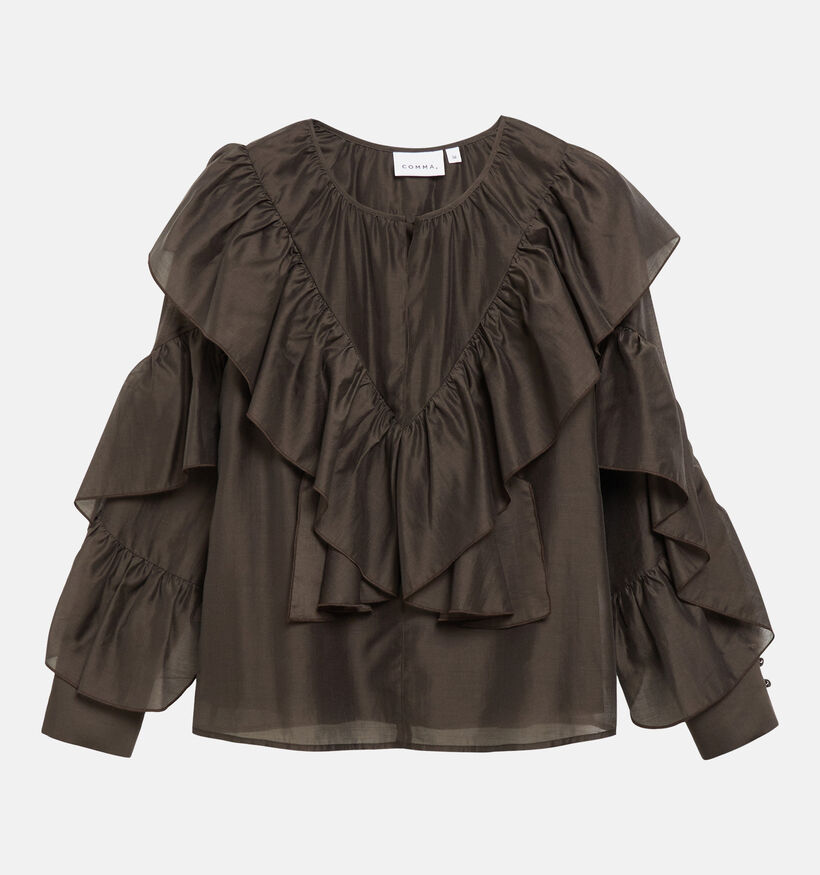 comma Donkerbruine Blouse voor dames (379424)