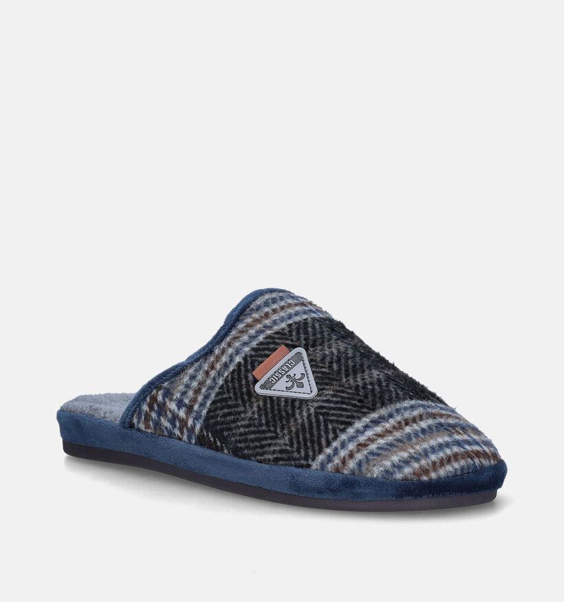 Comfort Plus Blauwe Geruite pantoffels voor heren (349182)