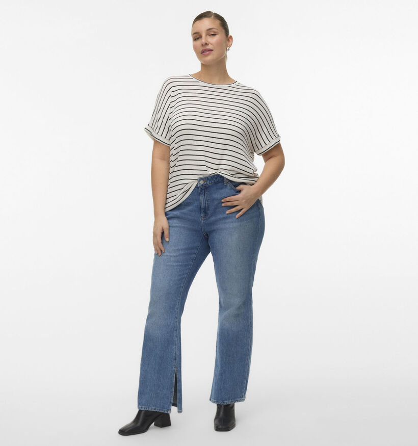 Vero Moda Curve Witte Gestreepte T-shirt voor dames (367775)