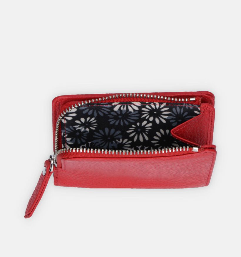 Euro-Leather Porte-monnaie avec fermeture éclair en Rouge pour femmes (338194)