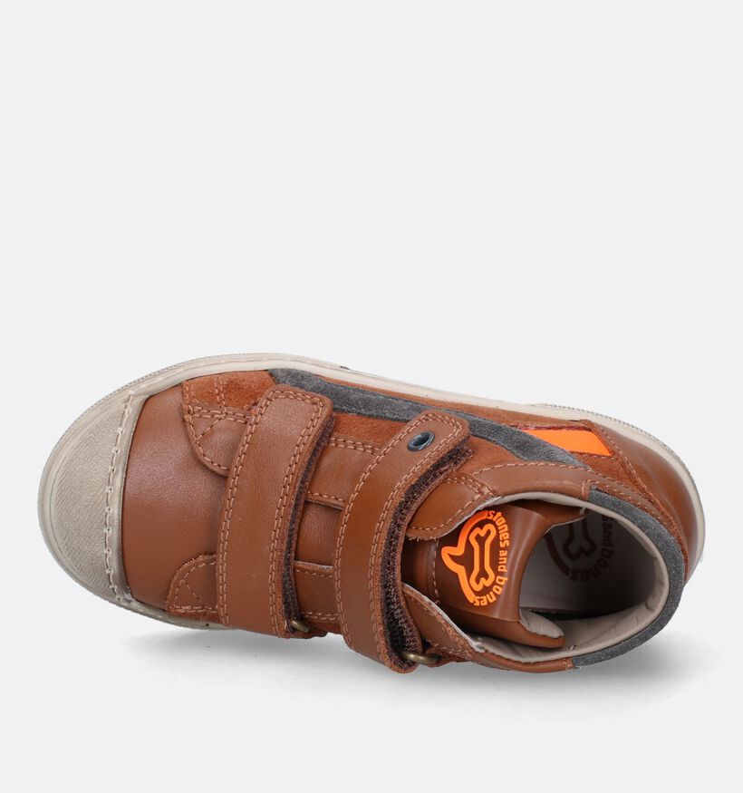 STONES and BONES Rento Chaussures à velcro en Cognac pour garçons (329431) - pour semelles orthopédiques