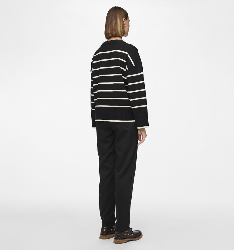 Pieces Mathilde Pull rayé en Noir pour femmes (344982)