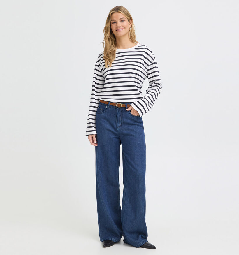 Fransa Bree Witte/Blauw T-shirt voor dames (377900)