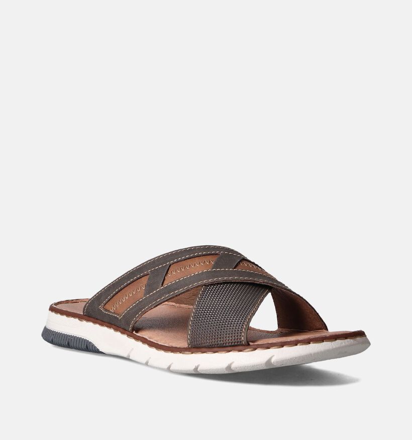 Rieker Nu-pieds casual en Brun foncé pour hommes (354827)