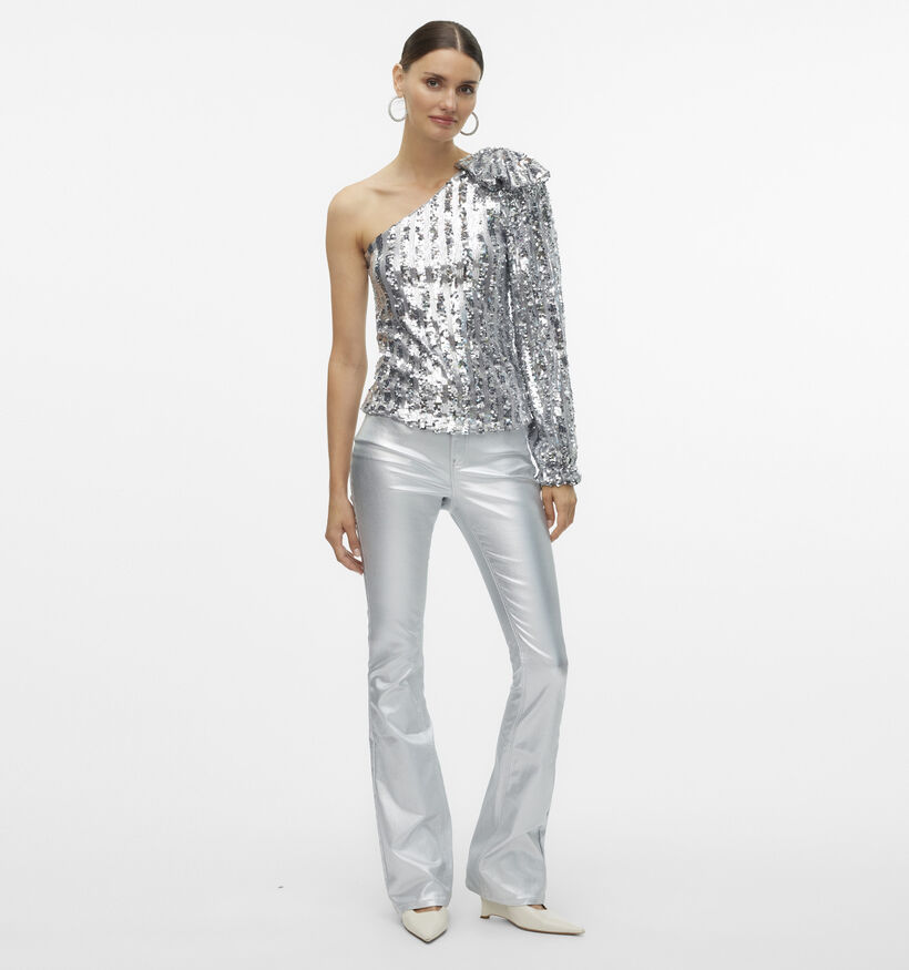 Vero Moda Efi One shoulder blouse en Argent pour femmes (349057)