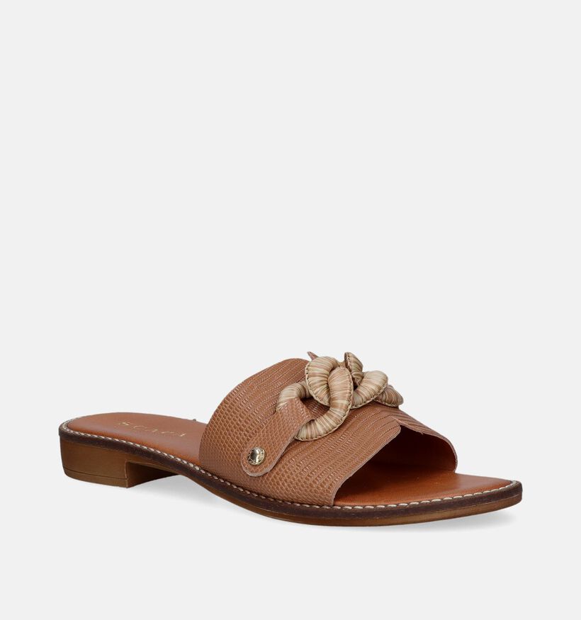 Scapa Nu-pieds plates en Cognac pour femmes (338566)