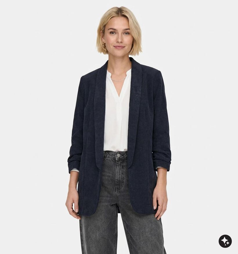 Pieces Bosella 3/4 Corduroy Donkerblauwe Blazer voor dames (382090)