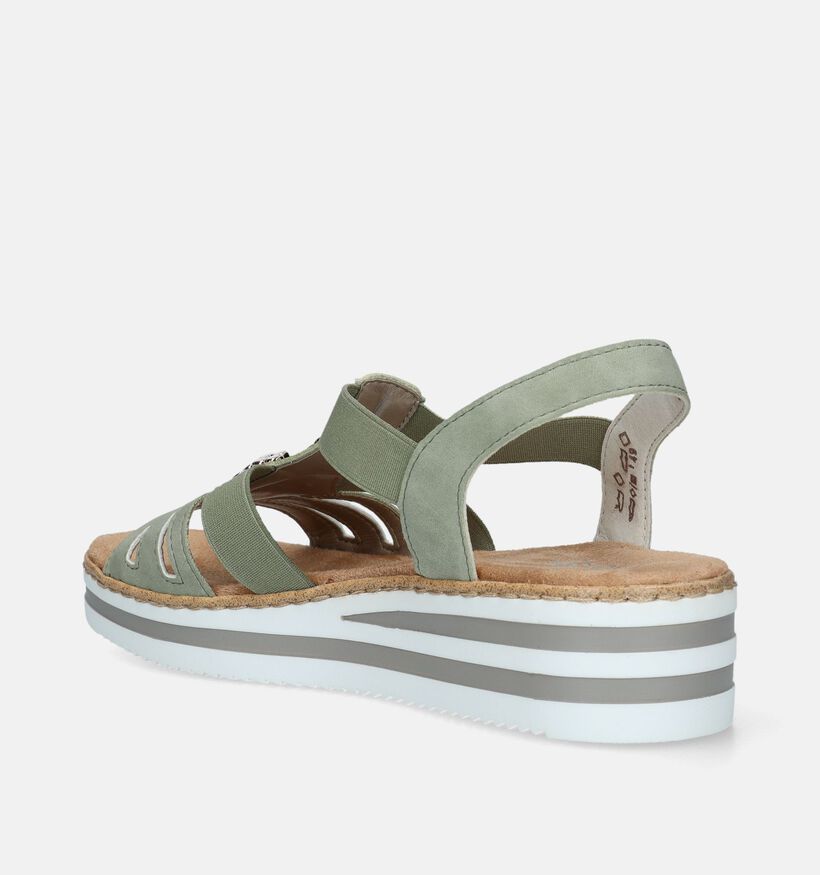 Rieker Groene Sandalen met sleehak voor dames (339055)