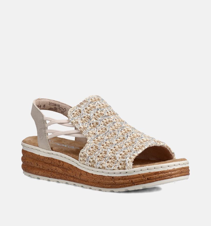 Rieker Sandales compens&eacute;es en Or pour femmes (370449)