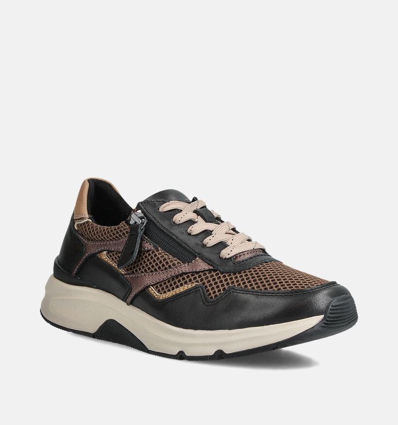 Gabor Rollingsoft Zwarte Sneakers met Rits voor dames (360318) - geschikt voor steunzolen