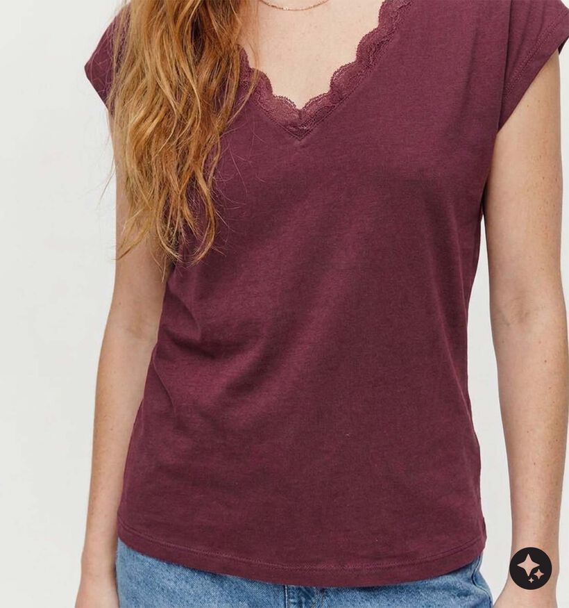 Vila Modala Lace Bordeaux T-shirt voor dames (378501)