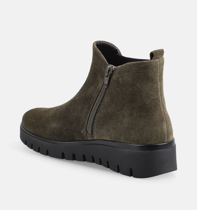 Gabor Comfort Bottines motardes en Vert kaki pour femmes (380055)
