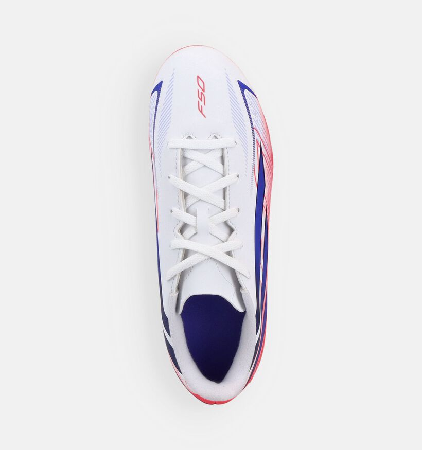 adidas F50 Hyperfast Club Witte/Paarse Voetbalschoenen voor jongens, meisjes (375556) - geschikt voor steunzolen