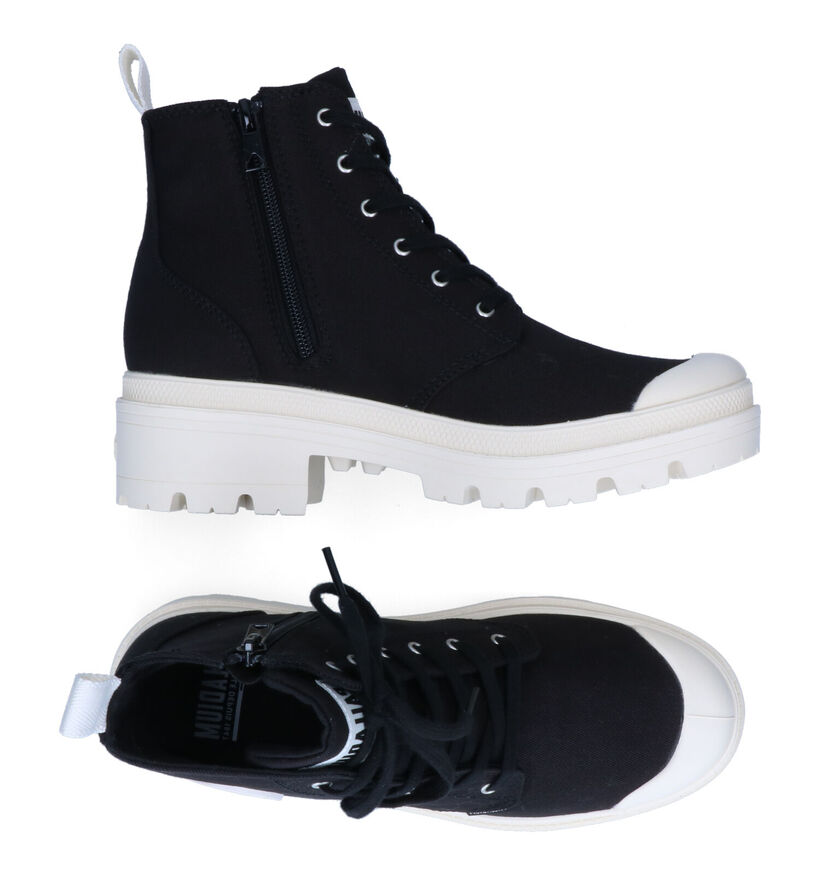 Palladium Pallabase Twill Zwarte Sneakers voor dames (303624) - geschikt voor steunzolen