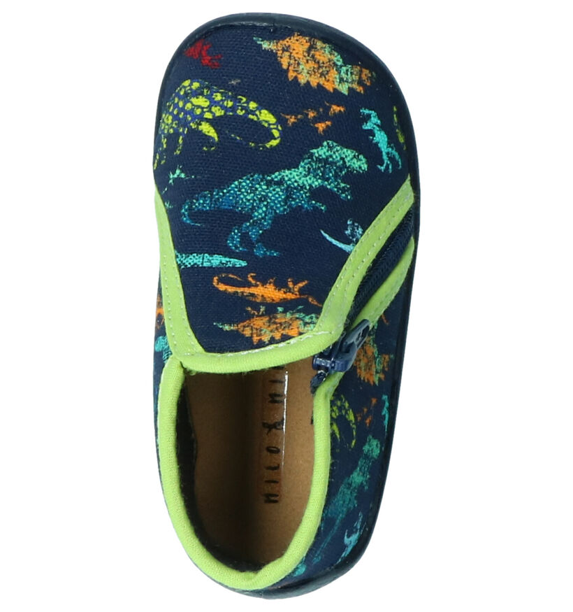 Milo & Mila Blauwe Pantoffels in stof (261149)