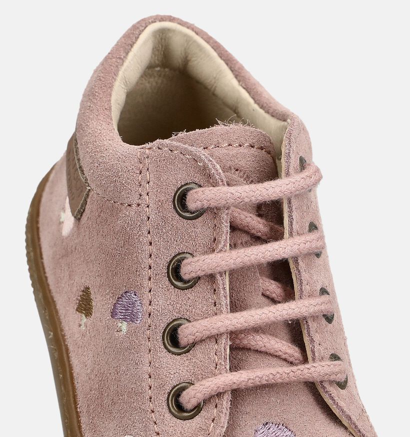 Naturino Barefoot Amur Mushroom Boots &agrave; lacets en Rose pour filles (380209) - pour semelles orthop&eacute;diques