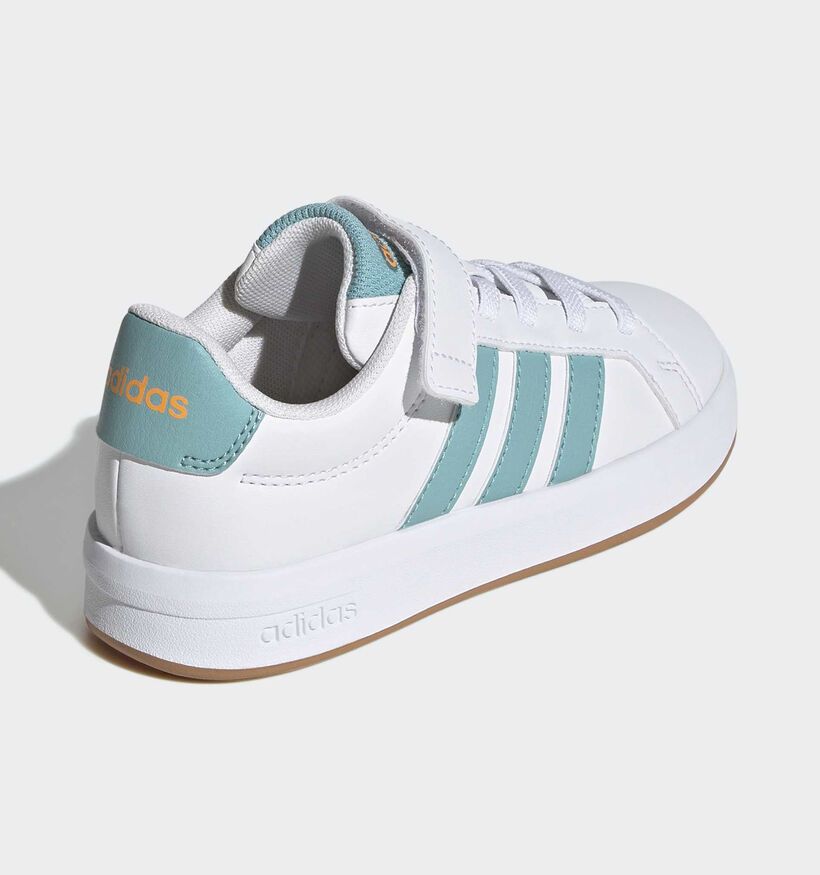 adidas Grand Court 3.0 Baskets en Blanc/Vert pour gar&ccedil;ons (375460)