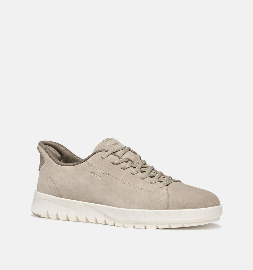 Geox Flextrid Lichtbeige Veterschoenen voor heren (369119) - geschikt voor steunzolen