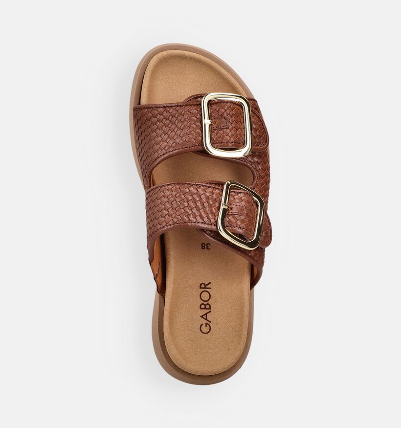 Best Fitting Nu-pieds plates en Cognac pour femmes (371216)