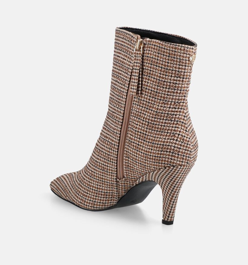 La Strada Donkerbeige Geruite Enkellaarzen met Hoge Hak voor dames (377067)