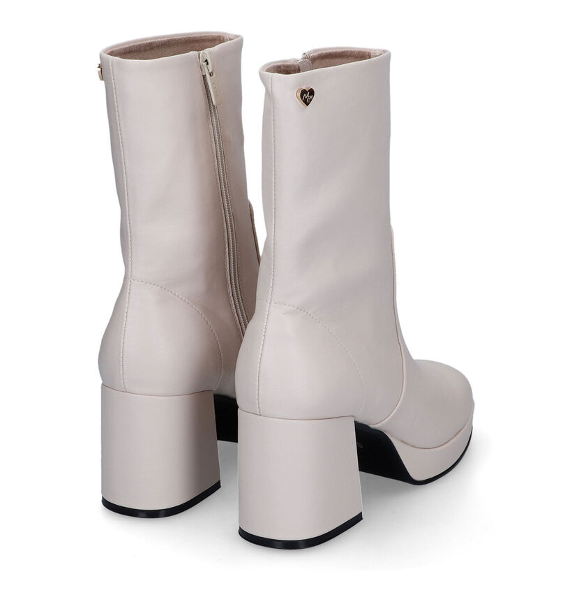 Mexx Kiwi Ecru Enkellaarzen met blokhak voor dames (329904)