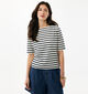 Mexx Boat Neck Striped T-shirt en Blanc/Bleu pour femmes (368516)