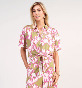 Minus Etia Geknoopte Blouse Groen/Roze voor dames (359821)