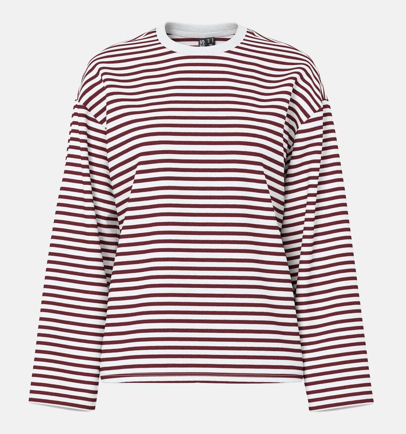 Pieces Sadie Rode/Witte T-shirt met Lange Mouwen voor dames (361139)